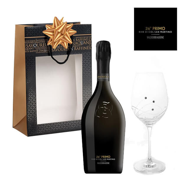 podarachen komplekt s proseco i chasha za vino