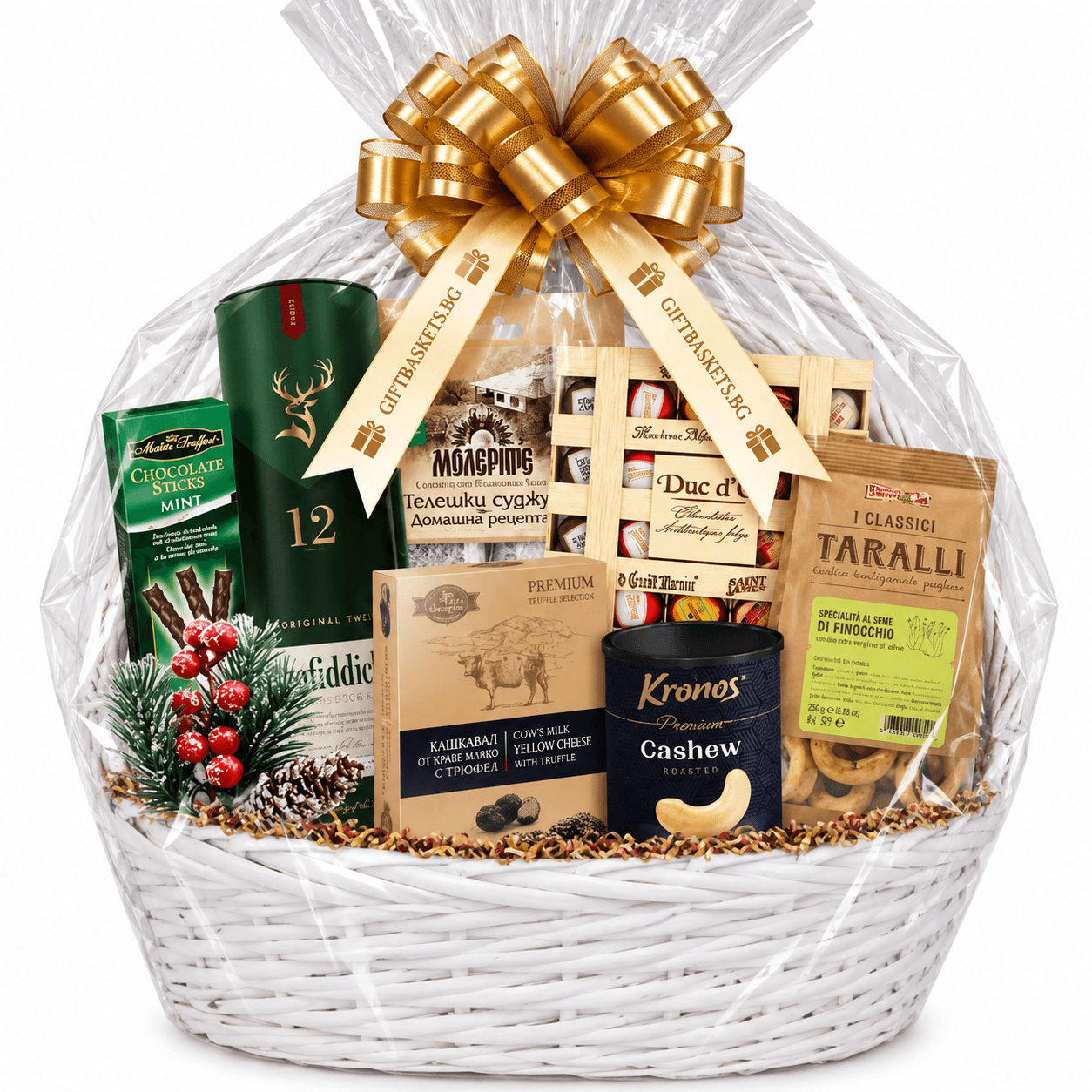 Podarachna koshnitsa glenfidich 12 Коледна Подаръчна Кошница с уиски Glenfiddich 12